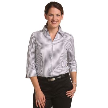 Winning Spirit Ladies’ Sateen Stripe 3/4 Sleeve Shirt